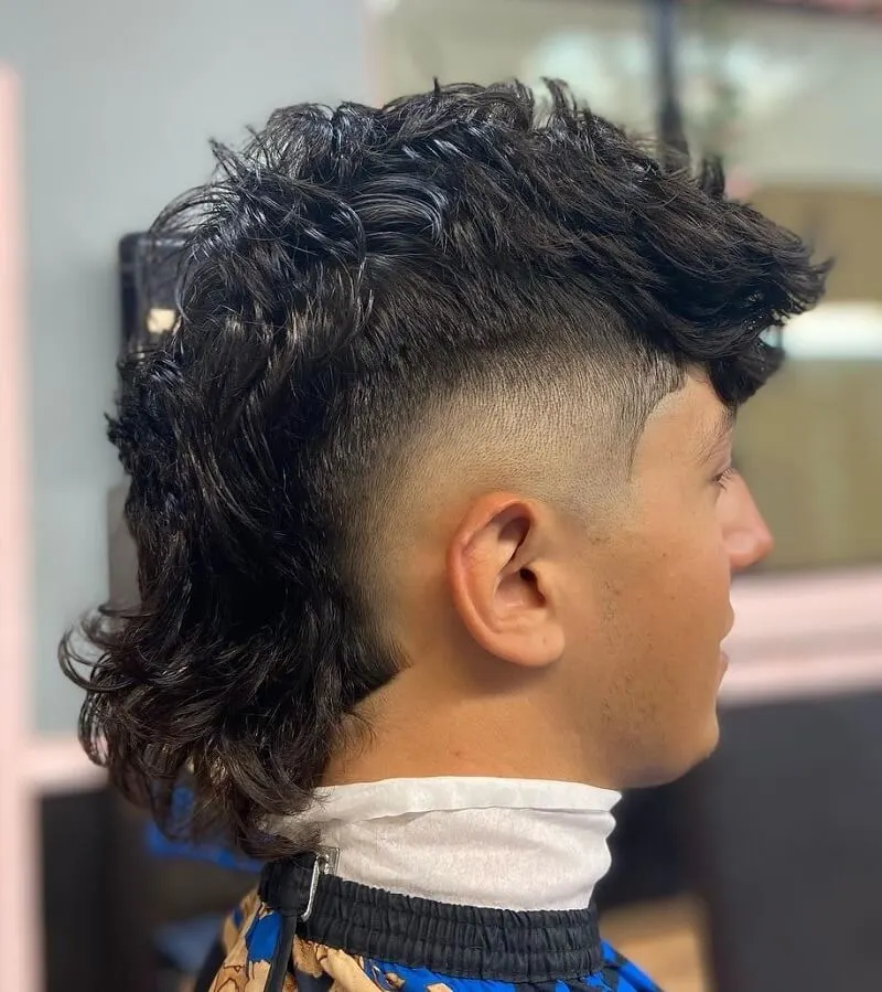Crimped Shattered Burst Fade Mohawk Haircuts