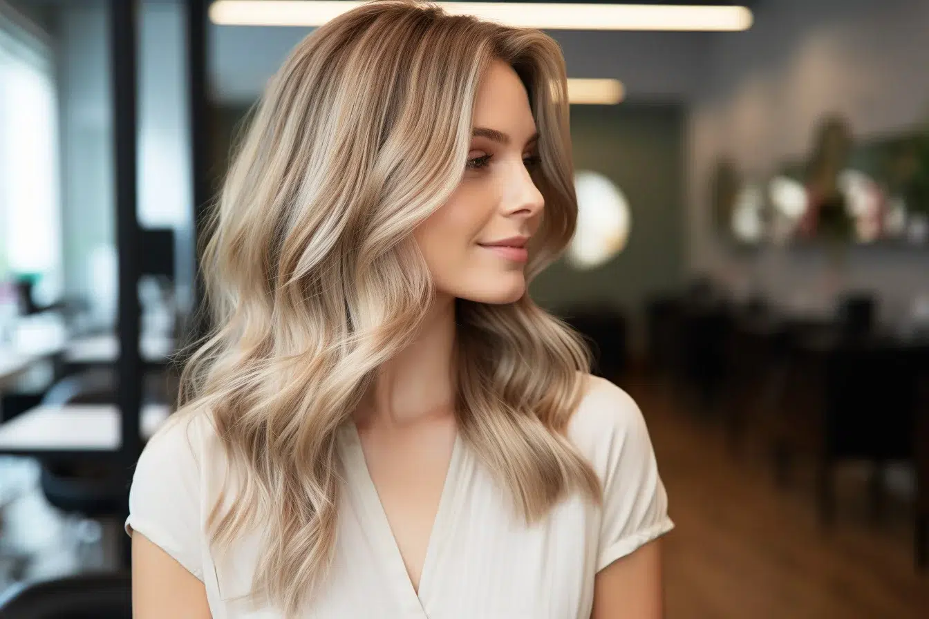 hairgod side view of a woman at a hair salon with blonde highl 7ec6aa39 d9ea 4d07 8fc2 00834be9ac55