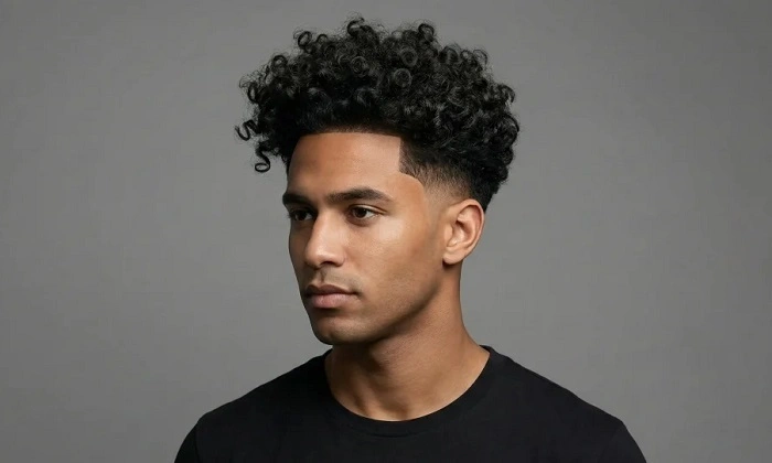 Mid Taper Fade Curly Hair 1