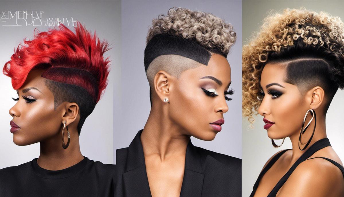 Image describing various burst fade hair designs with different hair textures and lengths.