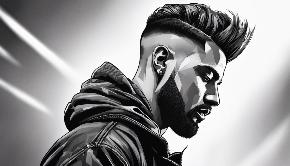 Illustration of a man with a burst fade undercut hairstyle